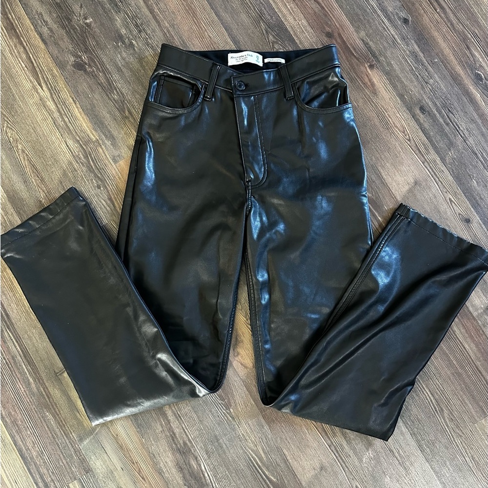 Abercrombie & Fitch Women’s 90’s Straight Ultra High Rise Vegan Leather Pants